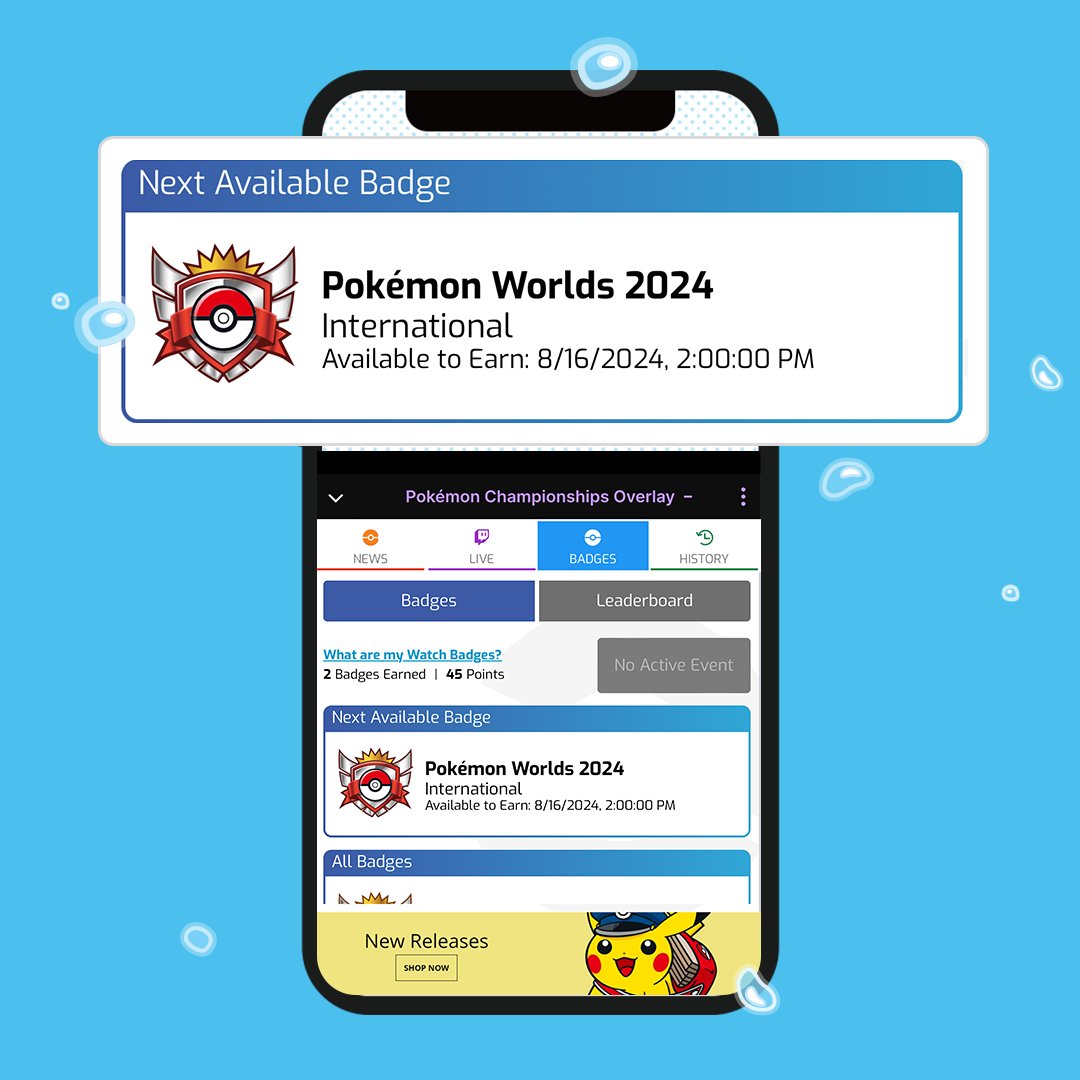 Have you earned a badge yet this season? Check in starting on 8/16 to earn the Pokémon Worlds badge. Each Check-In ranks you higher on the Badge leaderboard. We’re ready to celebrate Pokémon Worlds this weekend! twitch.tv/pokemon