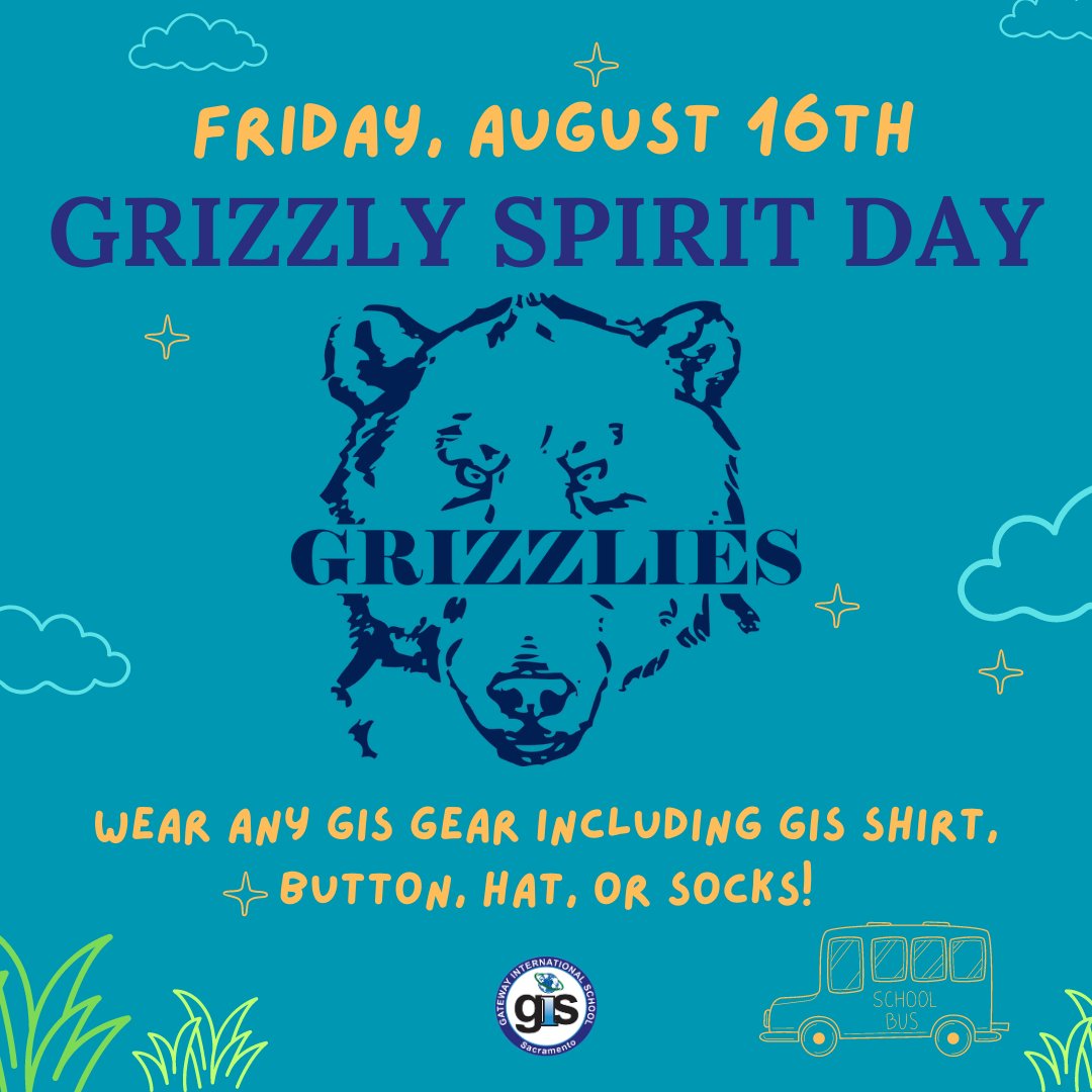 gis_charter's tweet image. ✨Tomorrow is our first Grizzly Spirit Day! Wear any GIS attire!👕🧦🧢🐻🐾✨#kindnesscounts #GISCharter #GCCCharters