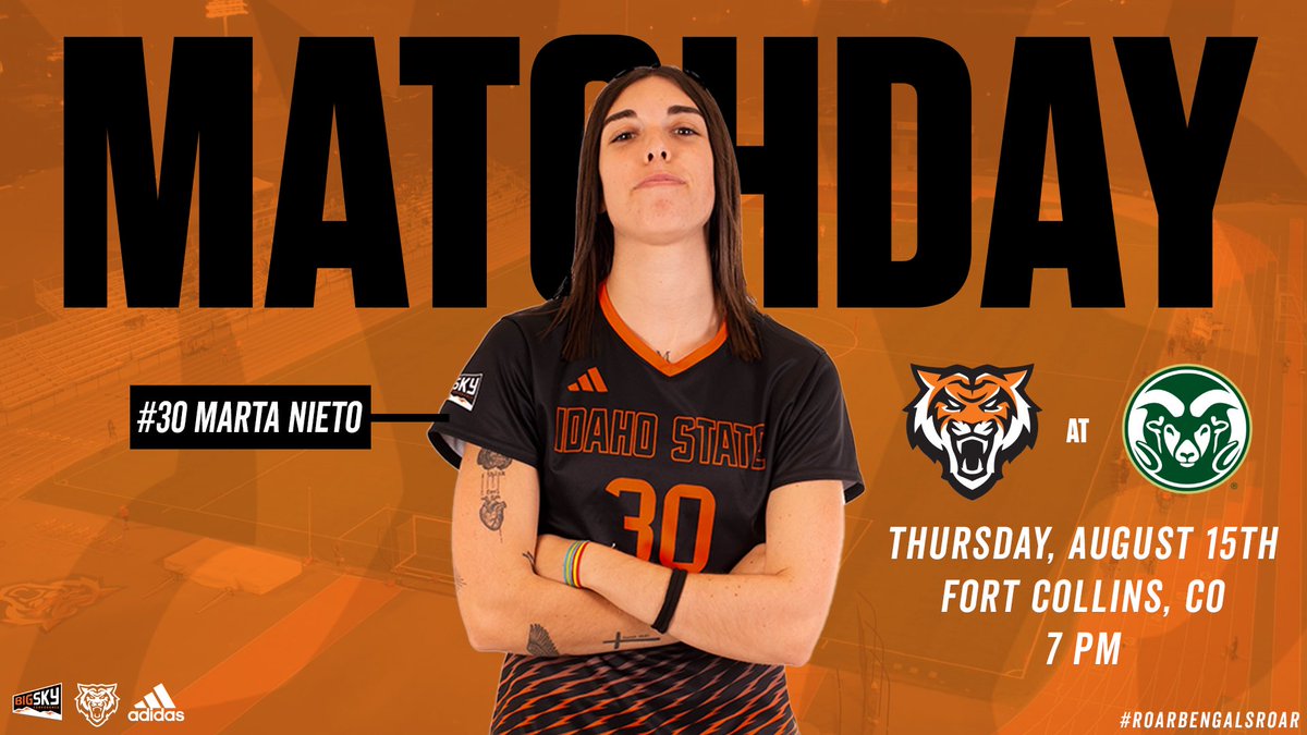 IdahoStateSoccr's tweet photo. 𝑴𝑨𝑻𝑪𝑯𝑫𝑨𝒀 🔥 

Time to get after it!💯

🆚 Colorado State
🏟️ CSU Soccer Field
🕗 7 PM
📺 https://t.co/4Sqp8u0aQ1
📊 https://t.co/n0yZKbispx

#RoarBengalsRoar https://t.co/pLRBCWTtCM