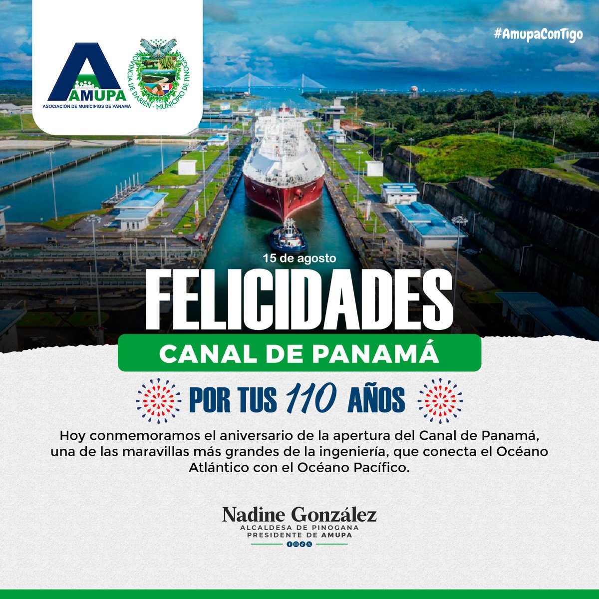 𝗘𝗹 𝗖𝗮𝗻𝗮𝗹 𝗱𝗲 𝗣𝗮𝗻𝗮𝗺𝗮́ 𝗰𝗲𝗹𝗲𝗯𝗿𝗮 𝟭𝟭𝟬 𝗮ñ𝗼𝘀 𝗱𝗲 𝗮𝗻𝗶𝘃𝗲𝗿𝘀𝗮𝗿𝗶𝗼 🇵🇦💯

Una maravilla de la ingeniería que en sus años de servicio, sigue Conectando Naciones, transformado el comercio global y que llena de mucho orgullo a todos los panameños.