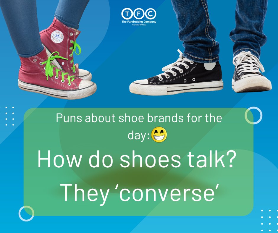 ABFundraising's tweet photo. Who says there’s no pun jokes for shoe brands? Here’s one!

PS: No shoes were offended! 🤪

#dadjokes #jokes #funnymemes https://t.co/W5NUfmx8Dw