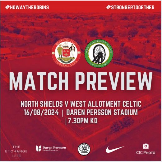 Match Preview | West Allotment Celtic (H)

Tomorrow night we welcome West Allotment Celtic to the Daren Persson Stadium.

Read our match preview here:
buff.ly/3M7cDqE 

#HowayTheRobins #StrongerTogether