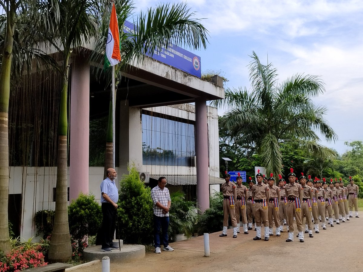 DimapurCollege's tweet photo. Celebrated freedom today as our principal unfurled the tricolor and NCC cadets led the charge. Let's keep this spirit alive! 🇮🇳 #IndependenceDay2024 #UnityInDiversity https://t.co/ddeQTv7rVi