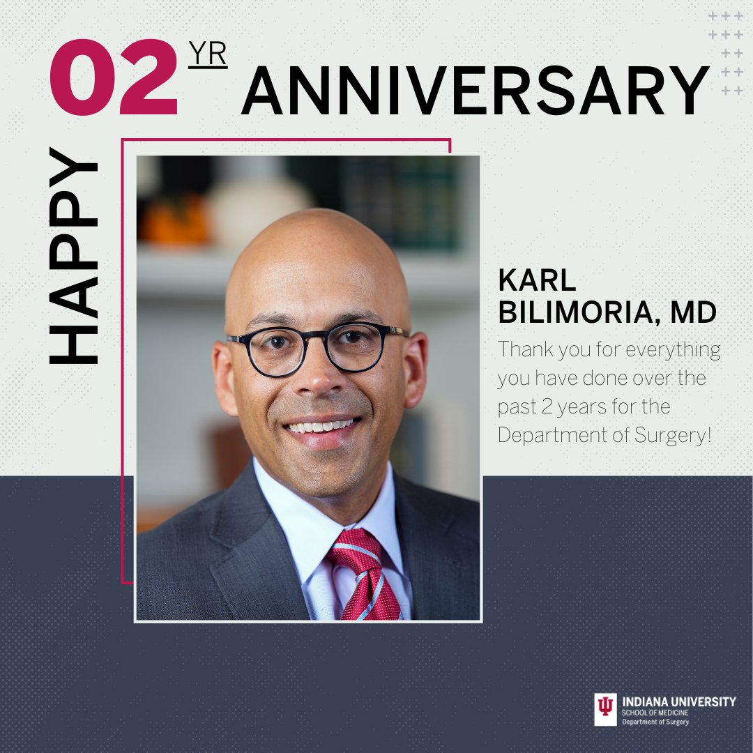 Indiana Surgery -Indiana Univ School of Medicine (@iu_surgery) on Twitter photo ⭐️Today marks the two year anniversary of <a href="/kbilimoria/">Karl Bilimoria</a> as Chair of the Department of Surgery! We are thankful for his leadership, enthusiasm, and all the time and effort he puts forth into establishing #IUSurgery as a leader in clinical care, surgical education and research. ⭐️Today marks the two year anniversary of <a href="/kbilimoria/">Karl Bilimoria</a> as Chair of the Department of Surgery! We are thankful for his leadership, enthusiasm, and all the time and effort he puts forth into establishing #IUSurgery as a leader in clinical care, surgical education and research.