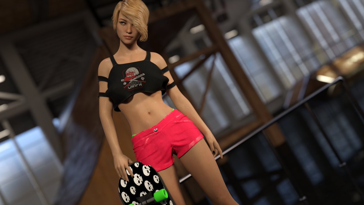 This week's special renders feature Grace at the skatepark! More in the usual places! 😉