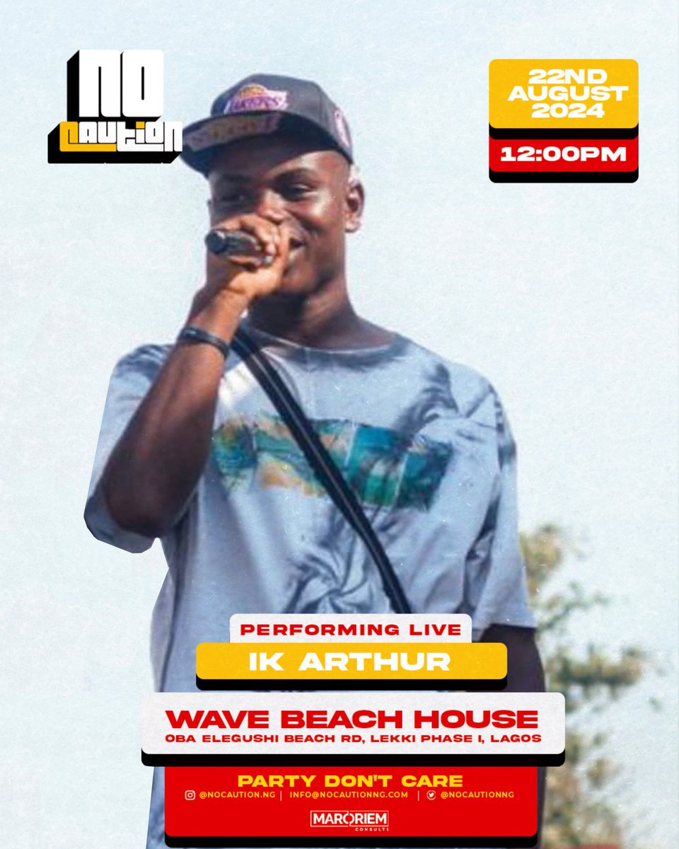 nocautionng's tweet photo. @_ikarthur Performing live on Thursday the 22nd of August at NO CAUTION🚫⚠️ Let’s Party in the summer like we don’t send nobody 🚀
Grab your tickets 🎫 Link in bio 
https://t.co/p8Gx5r01O8
#nocaution #partydontcare #vibesonthe22nd #wetthursday https://t.co/H3eheslImS