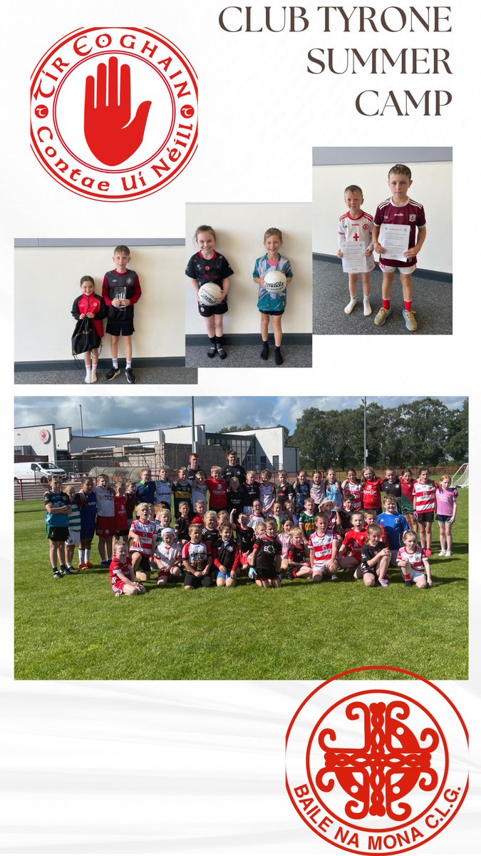 MoortownGAC's tweet photo. 🔴⚪️ Today was the final day of the Club Tyrone Summer Camp here in Moortown! Although the sun didn’t shine all of the week, our #MiniMals still had a fantastic time, finishing off this afternoon with the presentation of their jerseys.
After a great deal of competition…1/2 https://t.co/mwOFoG6gpB
