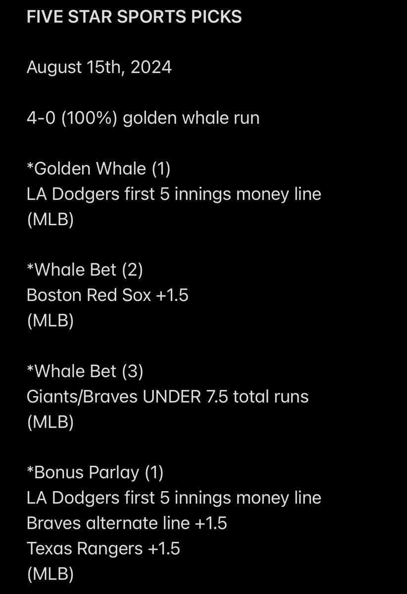 CappersUSA's tweet photo. FIVE STAR SPORTS PICK
#fivestar #fivestarsportspicks

⏬LINK⏬
 
https://t.co/jQ5fEol1Jw

#GamblingThreads #bettingpicks
#betting #bet #bettingtips
#sportsbetting
#NFL #NHL #NBA #NCAA #fanduel
#sportsbettingtwitter #bet365
#prizepicks #DFS #PlayerProps https://t.co/ik3P6vACHT