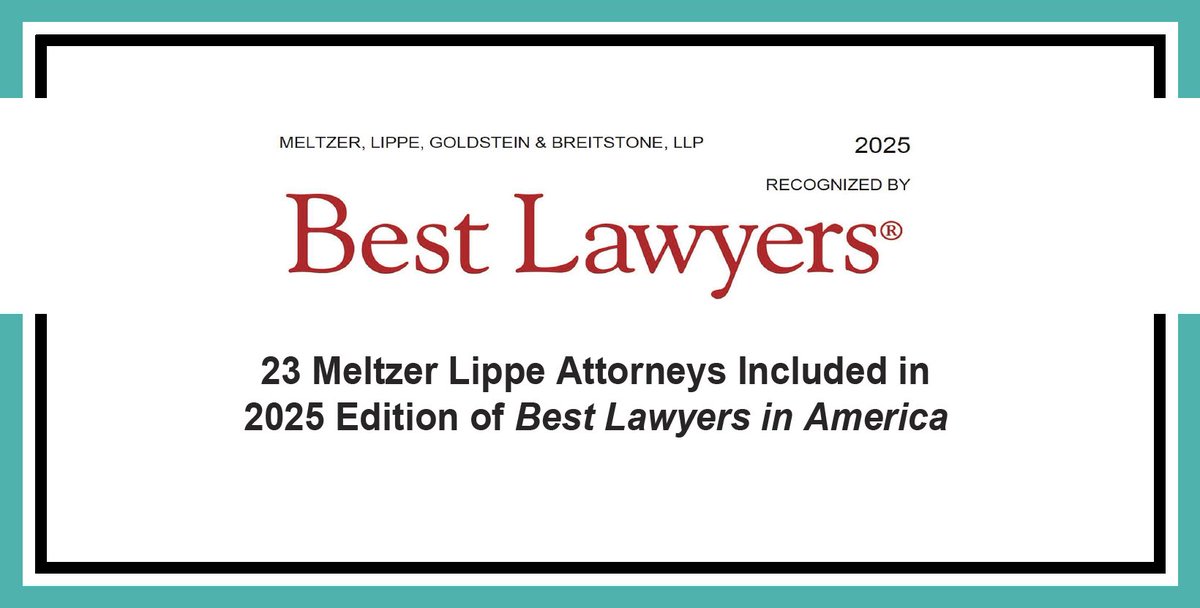 MeltzerLippe's tweet photo. Meltzer, Lippe, Goldstein &amp; Breitstone, LLP is pleased to announce that 13 attorneys were selected for inclusion in the 2025 edition of Best Lawyers in America and 10 Meltzer Lippe attorneys were included in Best Lawyers in America: Ones to Watch. https://t.co/kG5OfYPPM5 https://t.co/XMjxEUmlUS