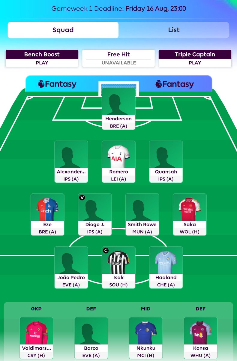 aman31sinha's tweet photo. My FPL Team GW-1🔐
@fpl https://t.co/swiClIzHnV