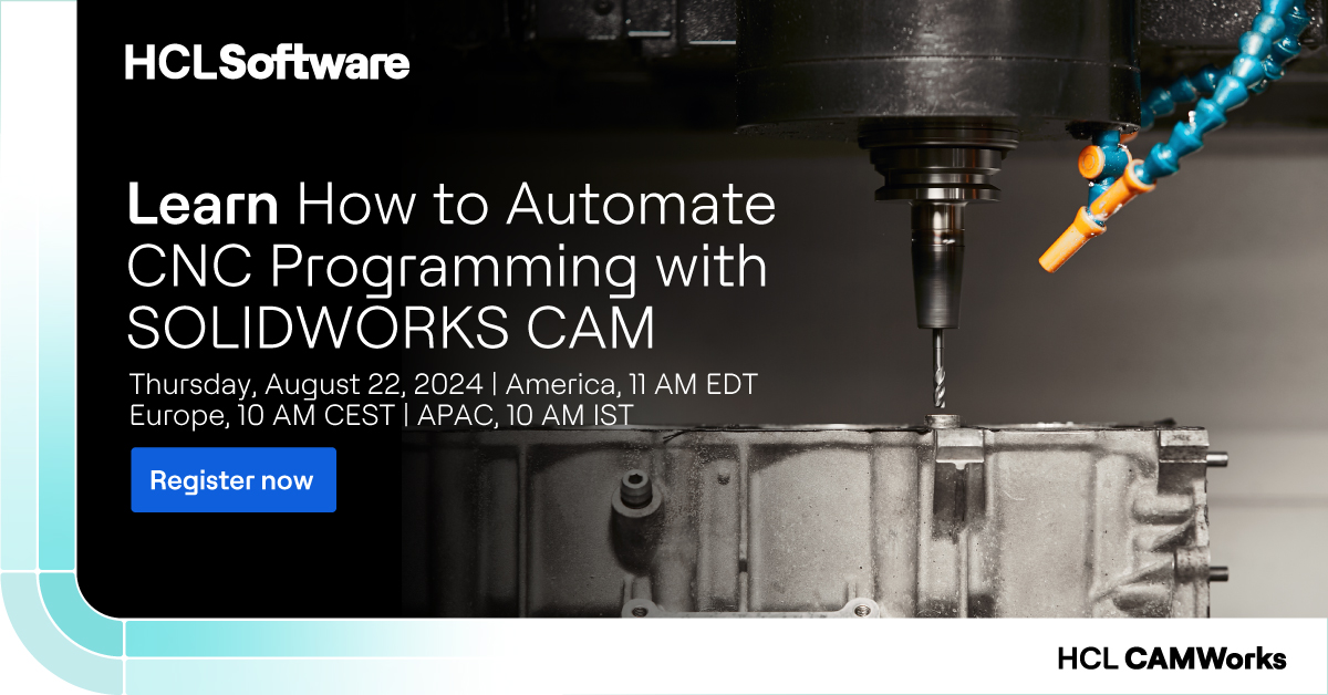 CAMWorks's tweet image. Join us for the webinar sessions on #SOLIDWORKS CAM and #HCLCAMWorks and get an opportunity to sharpen your CAM skills and learn more advanced features and functionalities, to help you secure additional orders and boost business operations. Register here: register.gotowebinar.com/register/53356…