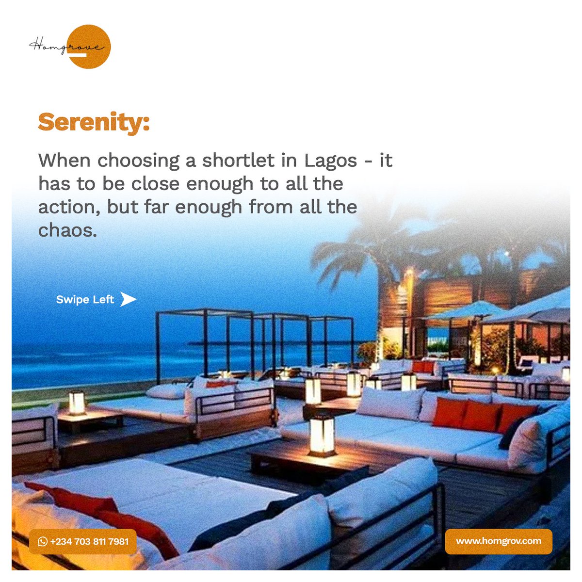 homgrove's tweet photo. If you are planning to vibe in a portable Lagos shortlet this weekend, here are some cheat codes you should consider: budget well, choose the right location, & secure the right playlist & perfect angle needed for those insta stories.
What other tips do you recommend?๐ซถ
#Homgrove https://t.co/0cn3PwKjnj