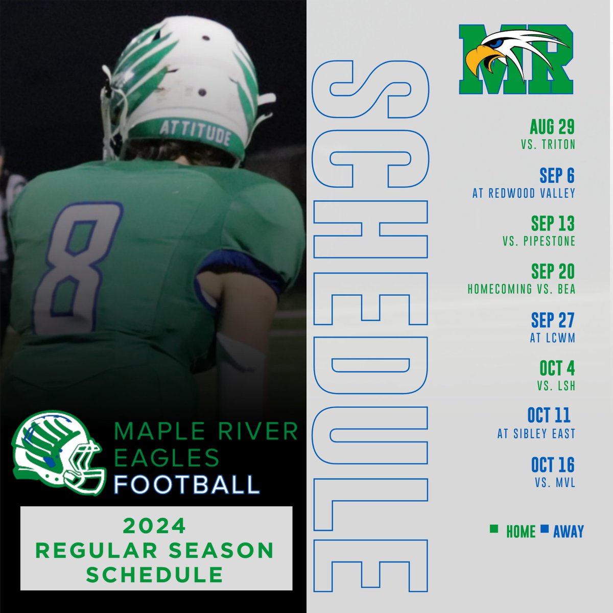 Maple River Football will KICKOFF the season at home this year on Thursday, August 29th vs. Triton!
#wearemapleriver