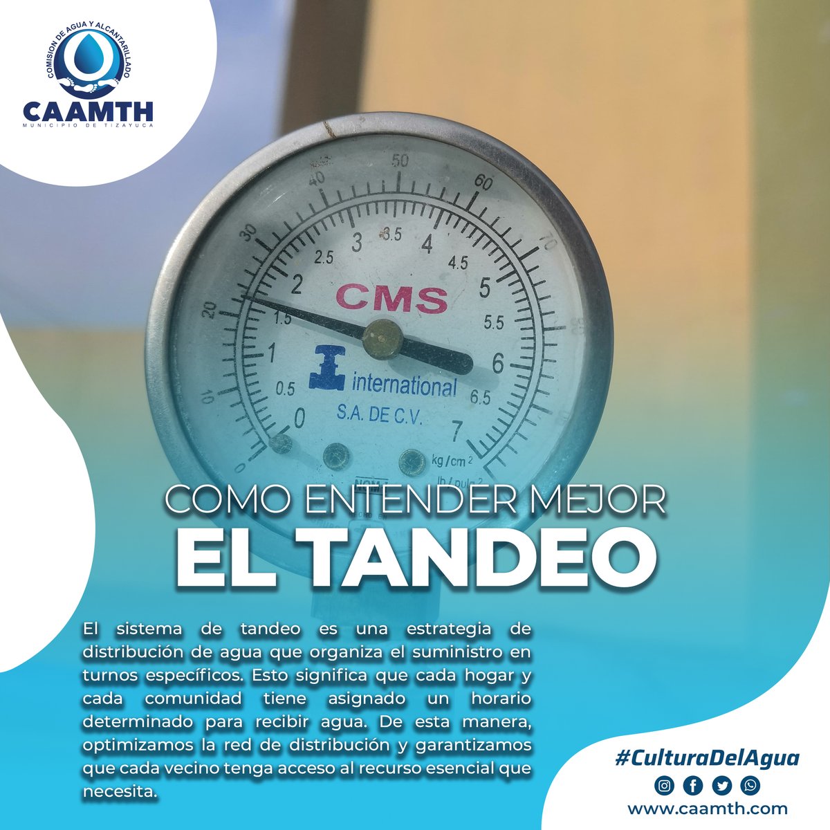 Media_Caamth's tweet photo. En algunas zonas y colonias de nuestro Municipio ya hemos implementado un nuevo sistema de suministro de agua basado en el "tandeo". 

#CulturaDelAgua https://t.co/rnlnNPJZEH