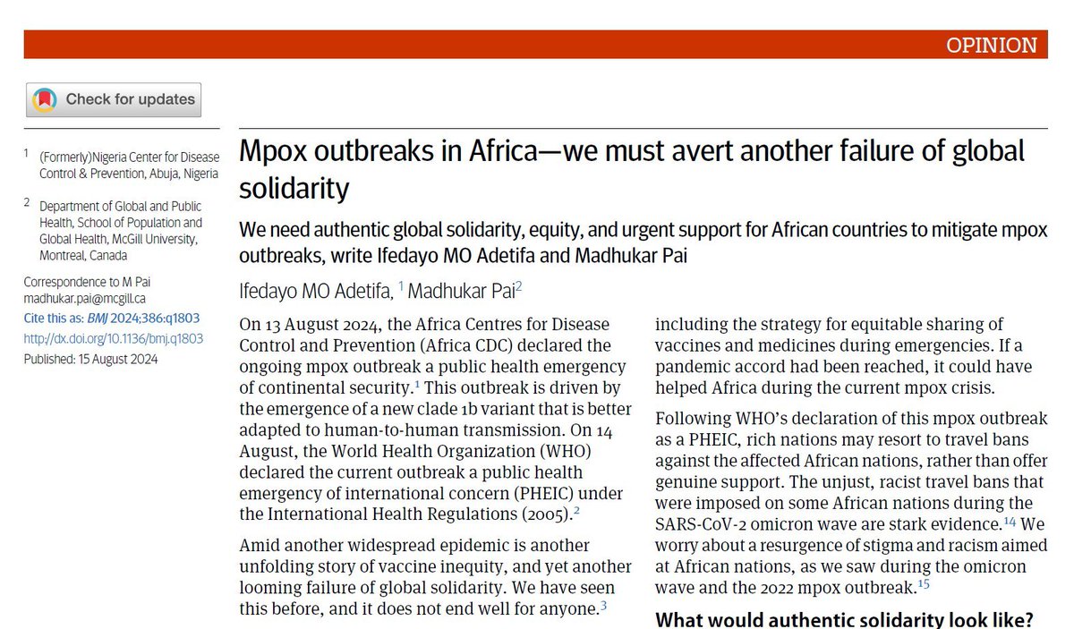 geopsychiatry's tweet photo. #Mpox outbreaks in #Africa-we must avert another failure of global solidarity
https://t.co/FjiFuHtqfz https://t.co/4TsqNRpRDJ