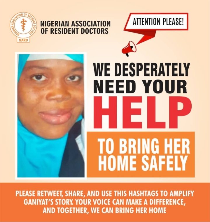 ARD_BDTH's tweet photo. We have joined our Colleagues nationwide to CALL FOR RELEASE OF OUR DEAR COLLEAGUE, DR GANIYAT POPOOLA.

#BringBackGaniyat https://t.co/NCk7csOHRy