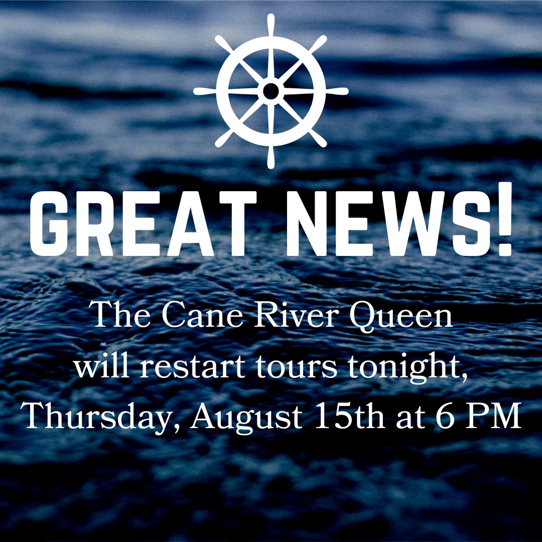 Cane River Queen will be running again tonight! Enjoy a great trip on our beautiful Cane River Lake, take a great stroll through our Historic District and dine at any of our great downtown eateries.  Y'all come see us! #GoNatchitoches #historicdistrict #localeats #caneriver