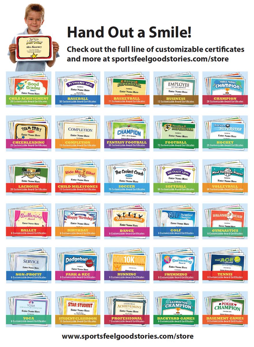 SportsFeelGood's tweet image. Stylish, editable award certificates for youth sports and more. Baseball, Basketball, Football, Soccer, Softball, Volleyball, etc.

#sports #awards #certificates

sportsfeelgoodstories.com/store/