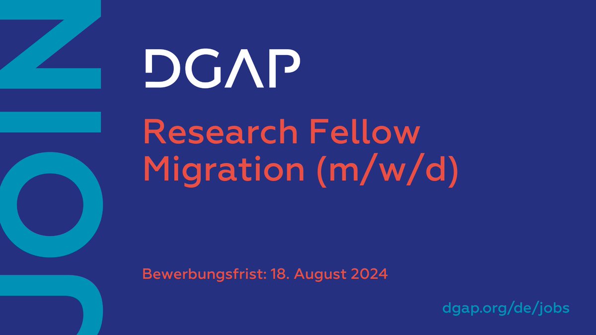 We are hiring! Interested in think tank work on #migration and #asylum policies? Our team at the Center for Migration is looking for 2 new colleagues (Research Fellow/Project Officer). Deadline for application is this weekend. 👇dgap.org/de/dgap/jobs/p… and dgap.org/de/dgap/jobs/r…