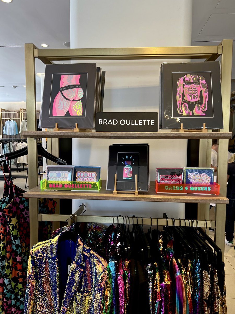 cards4queers's tweet photo. That time my artwork was featured at Nordstrom NYC for PRIDE🏳️‍🌈MONTH…. 😎

“Look Ma, they sell my paper smut at a major department store!” 

But yes, they spelled my name wrong on the sign🤦‍♂️

#seasonsbreedings #homoeroticpopart #paperporn #nastypig #gaysuff #Popart https://t.co/bXekbBjcWP