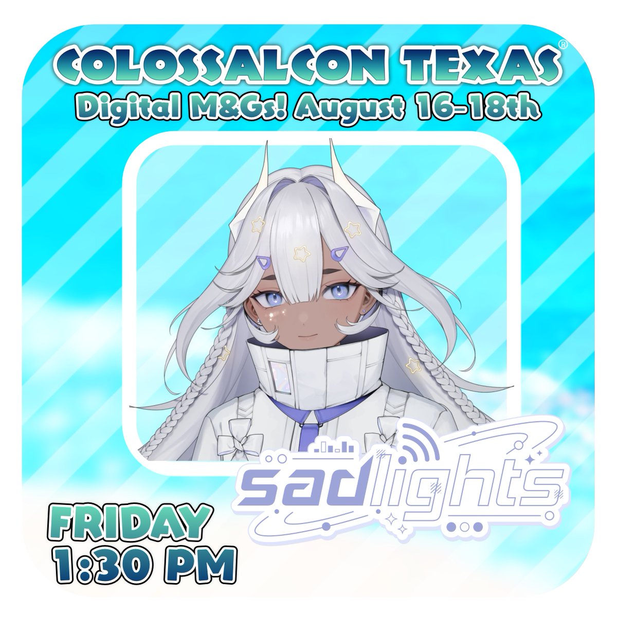 kawa_entertain's tweet photo. [ColossalCon Texas Vtuber Meet & Greet Schedule Thread]

Friday: 
12:30 PM - @PoseidonMythos 
1:30 PM  - @notsadlights  
2:00 PM - @mino_mieko
2:30 PM  - @TiffanyWitcher 

Continued below! 🔻