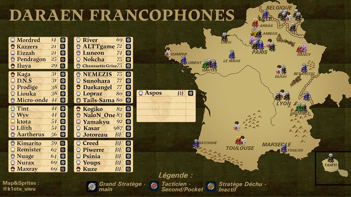 k1ota_psd's tweet photo. Bon j'ai pris du retard avec les cours mais 1 an jour pour jour après la première version, je publie enfin la nouvelle carte des robin francophones ! Encore une fois c'était un plaisir de la faire, je l'ai retravaillée, j'espère qu'elle vous plaira ! #ssbu_robin https://t.co/APl1Di19XS