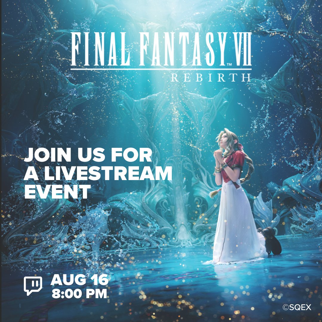 finalfantasyvii's tweet photo. Tune in tomorrow.

We're streaming live from Boulevard City in Riyadh with producer Yoshinori Kitase and director Naoki Hamaguchi as they look at the making of Final Fantasy VII Rebirth in "Summoning A Masterpiece". #FF7R

⏰ 10am PT | 6pm BST | 8pm AST
📺 https://t.co/m6WY3VECWp https://t.co/FEmvayeB9x