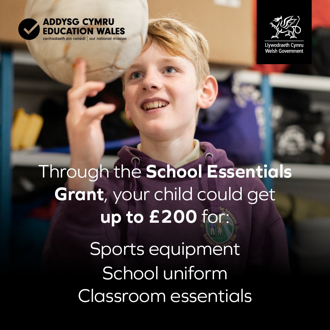 Help is available for all compulsory school years through the School Essentials Grant. 

Check your child’s eligibility for up to £200 for School Essentials and additional funding for their school.

gov.wales/get-help-schoo…

#FeedTheirFuture