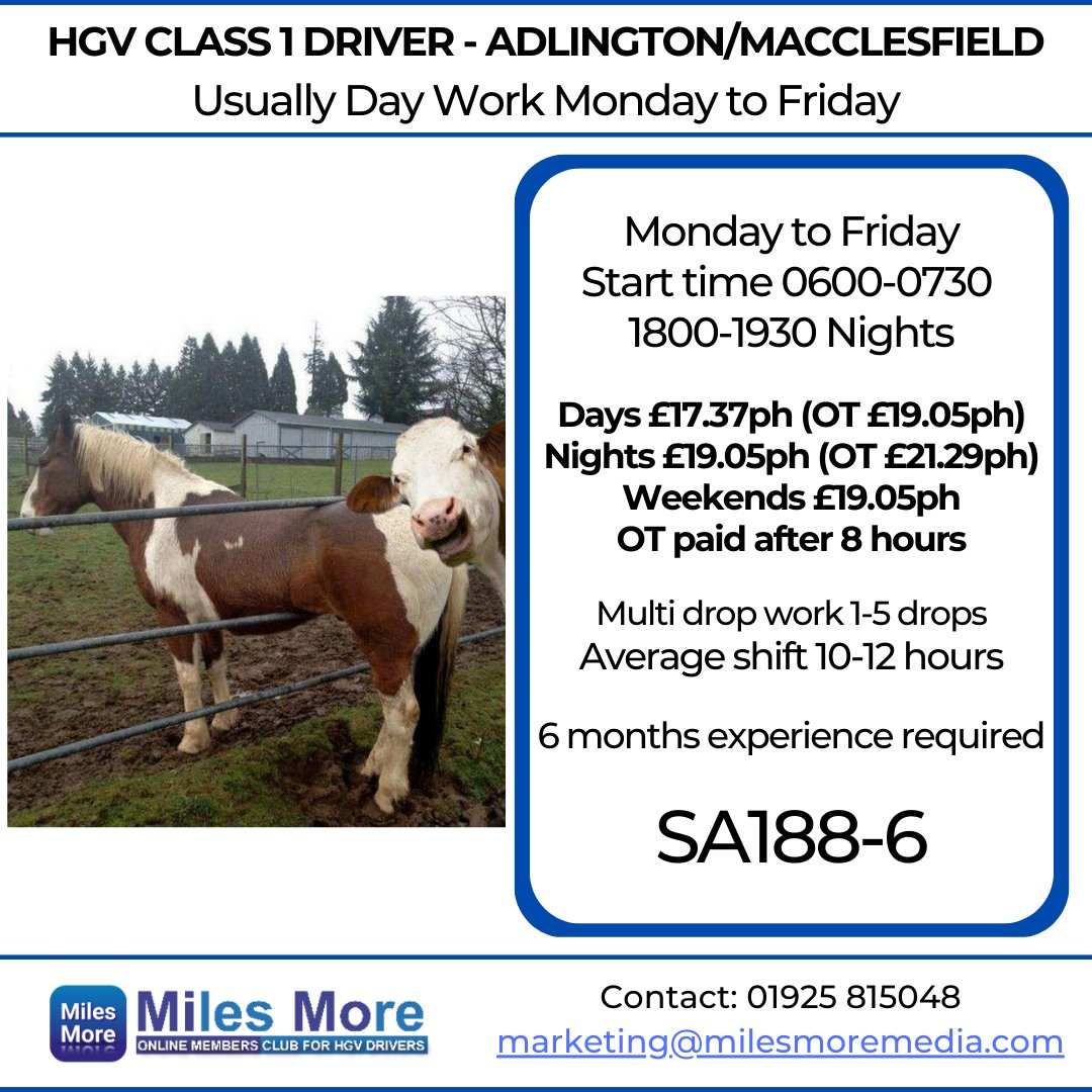 MilesMoreMedia's tweet photo. 🚛SA188-6 - HGV1 Driver
📌Adlington/Macclesfield
👍Apply now!
📞Call 01925 815048 https://t.co/NMxbUs7AuD
