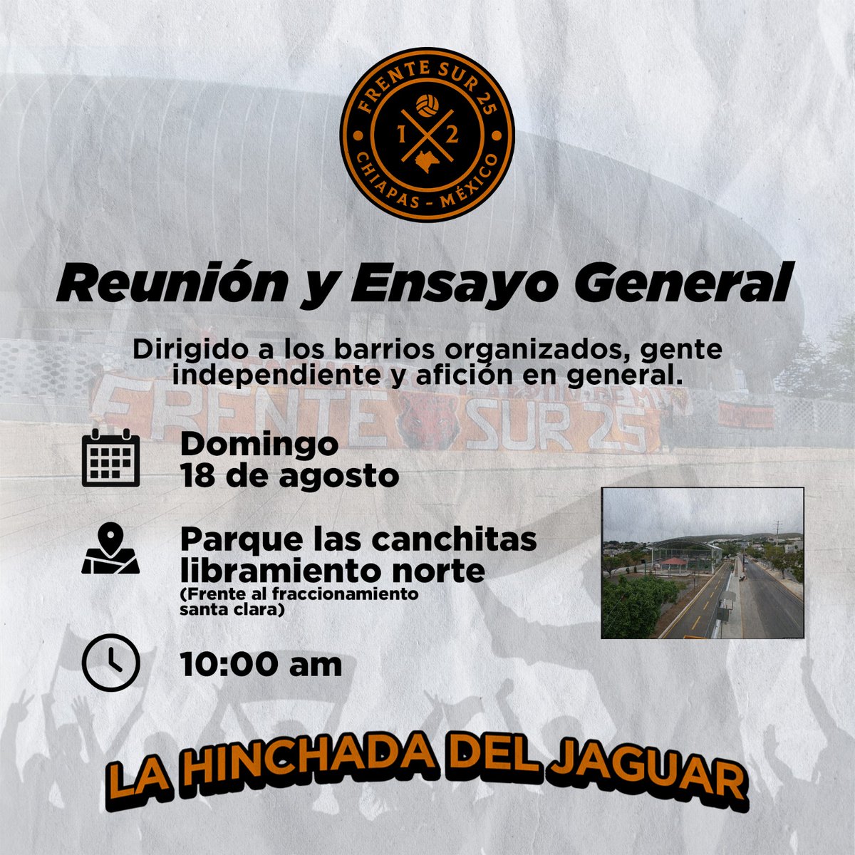 FrenteSur25's tweet photo. A COMPARTIR...
Preparando todo para que JUNTOS hagamos vibrar la tribuna, alli nos vemos muchachos!

#FRENTESUR25
#DEVUELTAACASA
#JaguaresFC https://t.co/zKl7rKw2aT