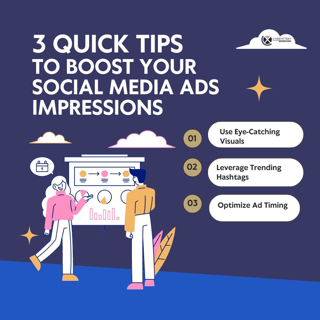 CybertronAds's tweet photo. Struggling with low ad impressions? Boost your visibility:
Use bold visuals.  
Tap into trending hashtags.  
Post when your audience is active.

Follow for more tips to level up your ads! 
 https://t.co/xXCFDvvXDW | https://t.co/XAItcDLuy1  
hello@cybertronads.com

#AdBoost #Ad https://t.co/RPVr2QHFvG