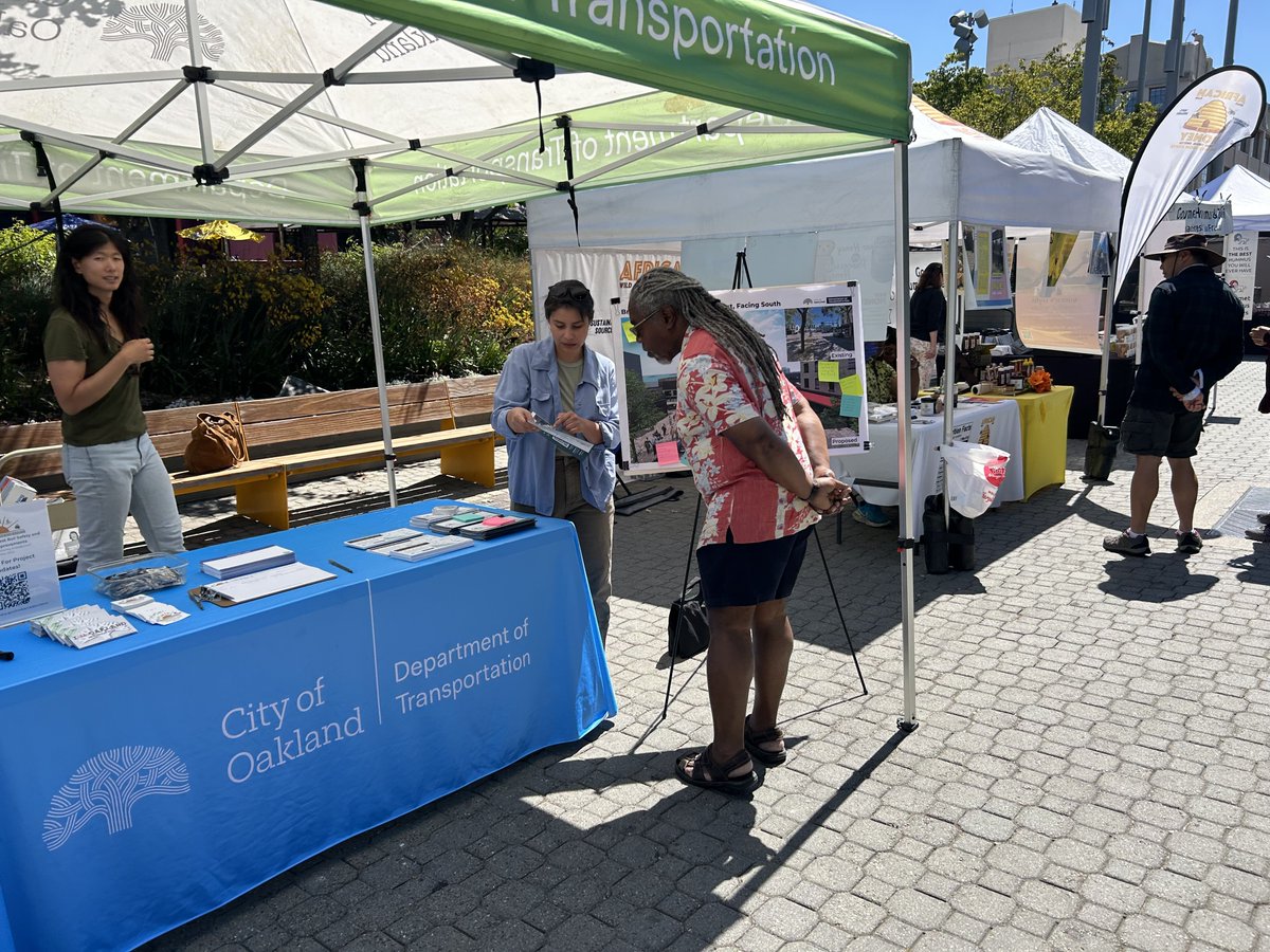 OakDOT's tweet photo. Thank you to all who talked to us in-person about the Embarcadero West Rail Safety and Access Improvements! OakDOT popped up at 8 events and hosted a Community Design Workshop to get your feedback. If you haven't already, please take the project survey: https://t.co/WBhoRpiaY4 https://t.co/99niKRuDXp