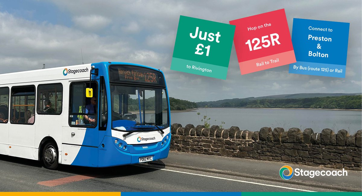 🌄🚶‍ Embark on a nature escape this Sunday with our #RivingtonRambler service 125R 🚌! Experience the natural beauty of Rivington Park from Chorley to Middlebrook, all for just £1! 
Details at 👉 stge.co/3KpTWO4 
<a href="/SELCRP1/">South East Lancashire CRP</a> <a href="/CommunityRail/">Community Rail Network</a> <a href="/LancashireCC/">Lancashire County Council</a> <a href="/ChorleyCouncil/">Chorley Council</a>