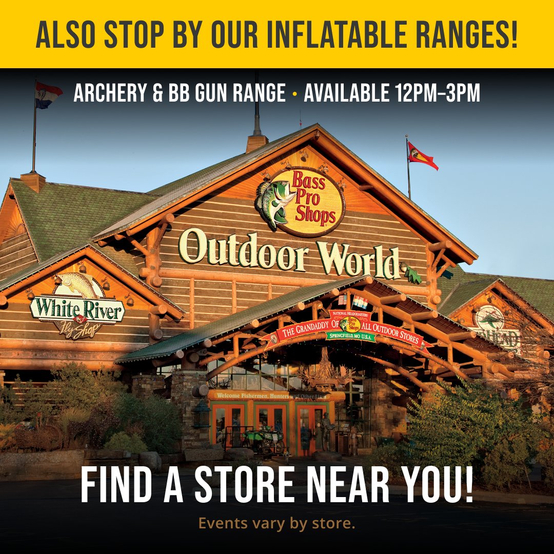 BassProShops's tweet photo. Round up the kiddos and head to your local Bass Pro Shops this weekend for Youth Day! Enjoy decorating duck decoys, inflatable archery ranges, and MORE!
Click here to find a store near you: https://t.co/sjuNkq8TBY https://t.co/ayxrpN3qGO