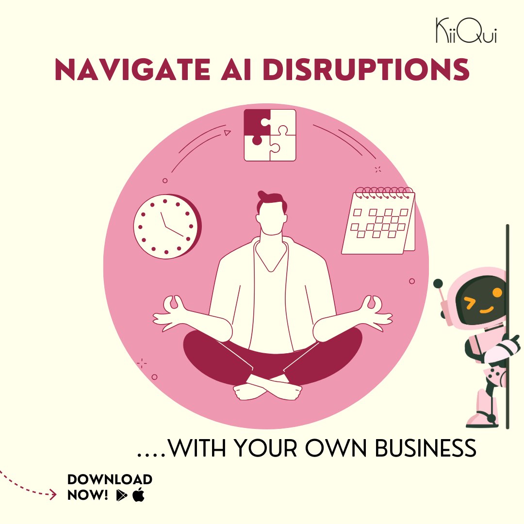 KiiQuiApp's tweet photo. Navigate AI disruptions with your own business. 🛡️🤖 #AI #Entrepreneurship #FutureProof #Resilience https://t.co/3oUTPHTC98 https://t.co/PuFE4SFMRM