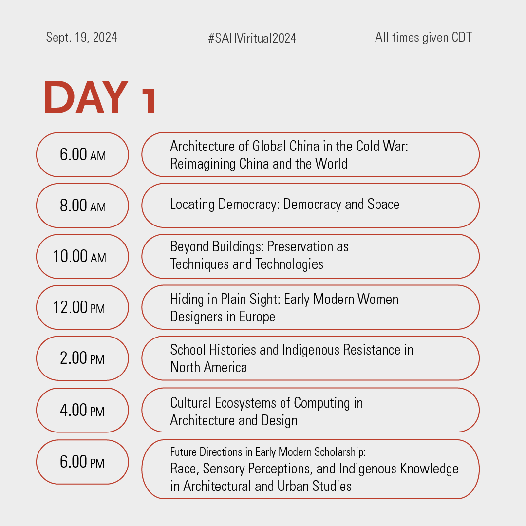SAH1365's tweet photo. From Cold War China to earliest Iran and U.S. New Deal to late-colonial Mozambique, SAH Virtual 2024 will visit every continent connecting our constructed world to cultural, political, and economic issues past and present. Learn more and register: https://t.co/NAuIqGlSZ8 https://t.co/48ipugAKjR
