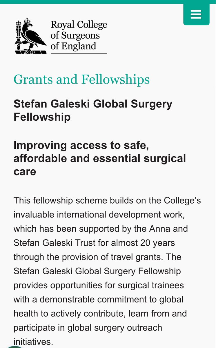 Dr Cheka R. Spencer (@drchekaspencer) on Twitter photo Apply now for the Stefan Galeski Global surgery grant <a href="/RCSnews/">The Royal College of Surgeons of England</a> The maximum award provided to each fellow is £5,000:
opportunity to travel overseas to undertake teaching/training/research to help build local surgical capacity and improve access.
rcseng.ac.uk/about-the-rcs/… Apply now for the Stefan Galeski Global surgery grant <a href="/RCSnews/">The Royal College of Surgeons of England</a> The maximum award provided to each fellow is £5,000:
opportunity to travel overseas to undertake teaching/training/research to help build local surgical capacity and improve access.
rcseng.ac.uk/about-the-rcs/…