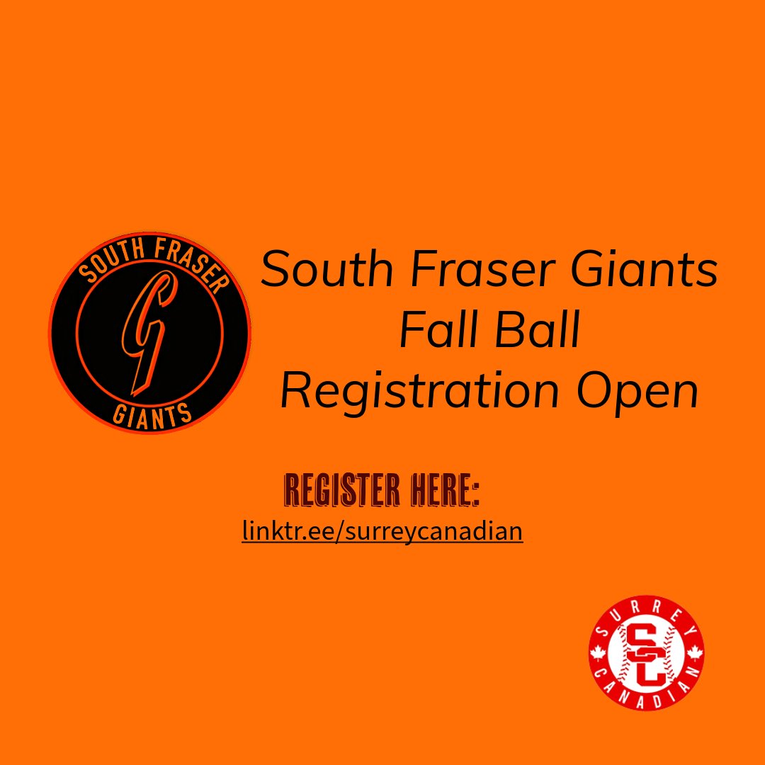 SurreyCanadian's tweet photo. South Fraser Giants plays in the 18U/AAA division in BC Minor. ⚾️⚾️⚾️

2024 South Fraser Giants Fall Ball Info

Where: Holly Park, Surrey, BC

Starts: Sept 10, 2024

Cost: $300 per player

Contact:  southfrasergiantsbaseball@gmail.com

Register here: https://t.co/xcO0aD2VIJ https://t.co/C6LsWhCau6