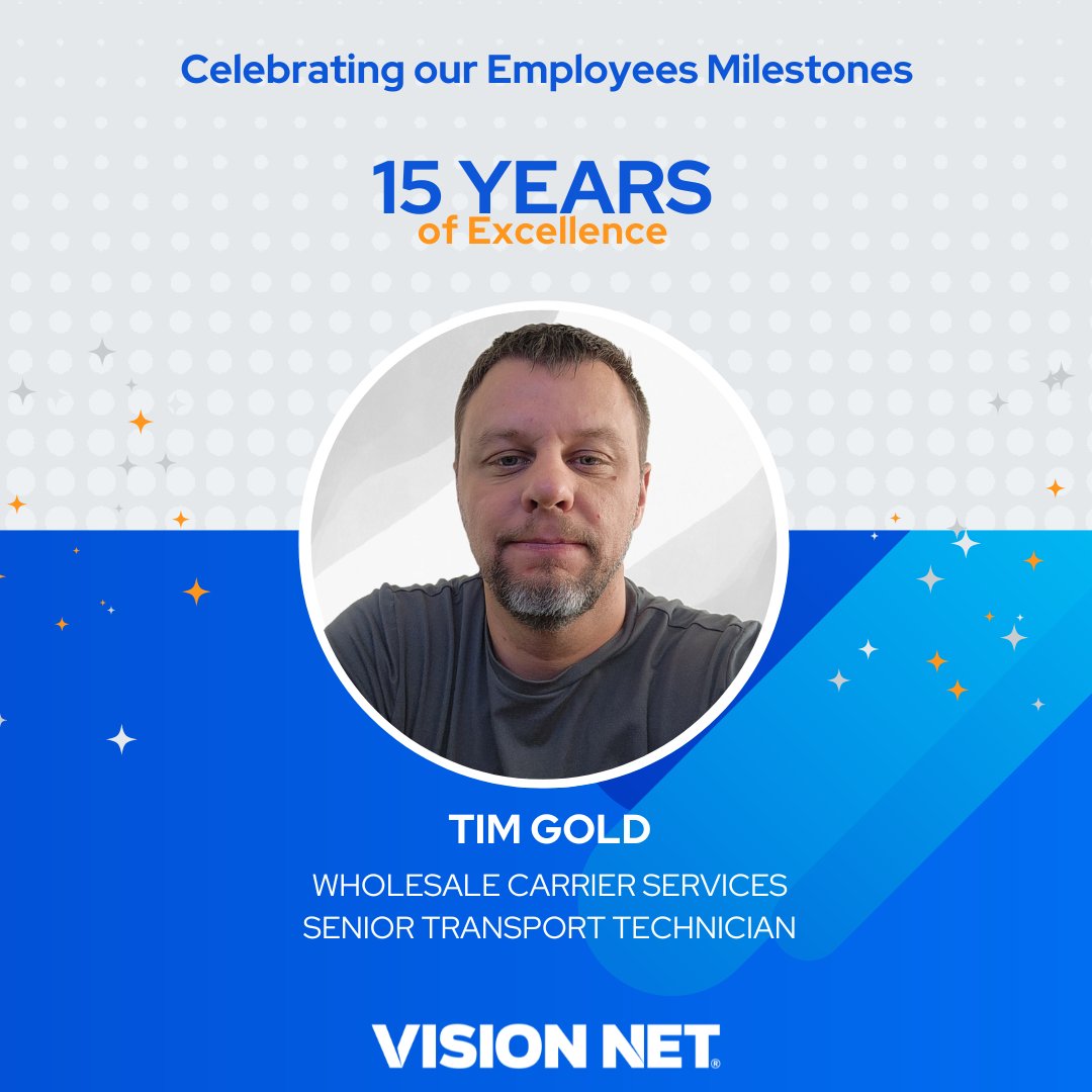 visionnetinc's tweet photo. 🎉 Celebrating 15 amazing years with Tim Gold! 🎉
Thank you, Tim, for your dedication as our Sr. Network Technician in Wholesale Carrier Services. We're lucky to have you! Here's to many more! 🥳👏

#WorkAnniversary #TeamAppreciation #Dedication #Thankful https://t.co/HubVB47tLw