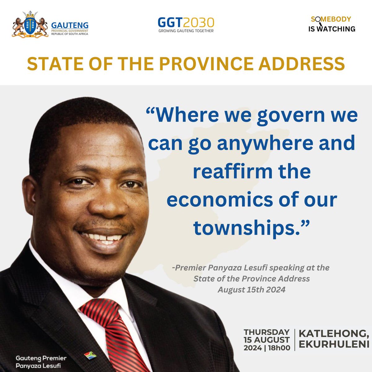 siwnews's tweet photo. The #GPSOPA2024 is at Change Bible Church in Katlehong where Premier @Lesufi will deliver his maiden address for the 7th Administration. #SomebodyisWatching https://t.co/VcRpxpJrWZ