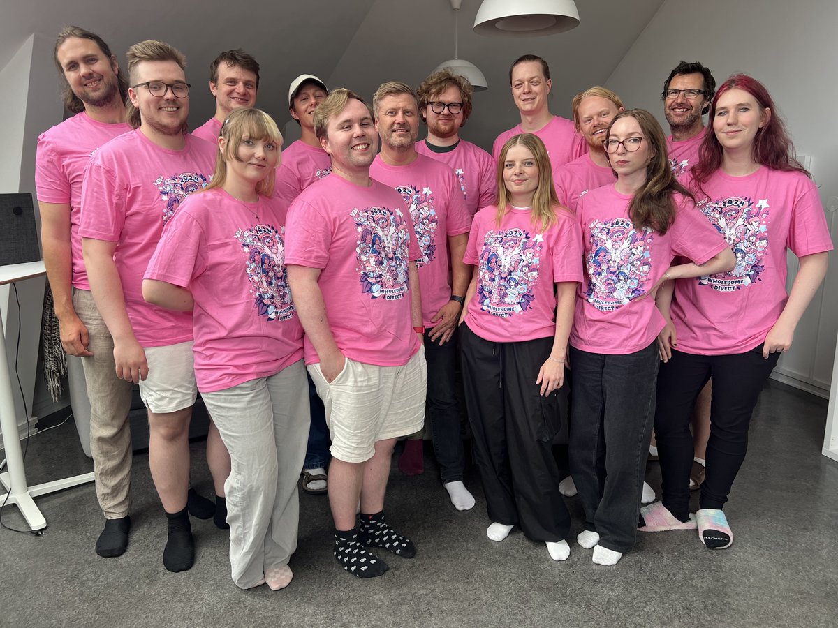 krillbite's tweet photo. Our team is rocking the merch from the Wholesome Direct in celebration of Wholesome Games Steam Celebration! 

Check out all the cozy games featured and join in the fun! 

https://t.co/u3UV0Fuspd https://t.co/16yEq7qYyn