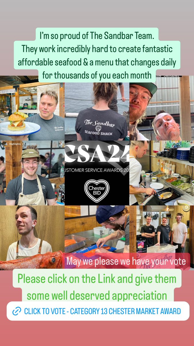 Unashamed beg for Votes. My staff work incredibly hard everyday and deserve some recognition. Please use the link and vote for us in the Chester Market Category. I’ve never bothered with awards before…but think of the children 🙏🙏 surveymonkey.com/r/TKHM5MN