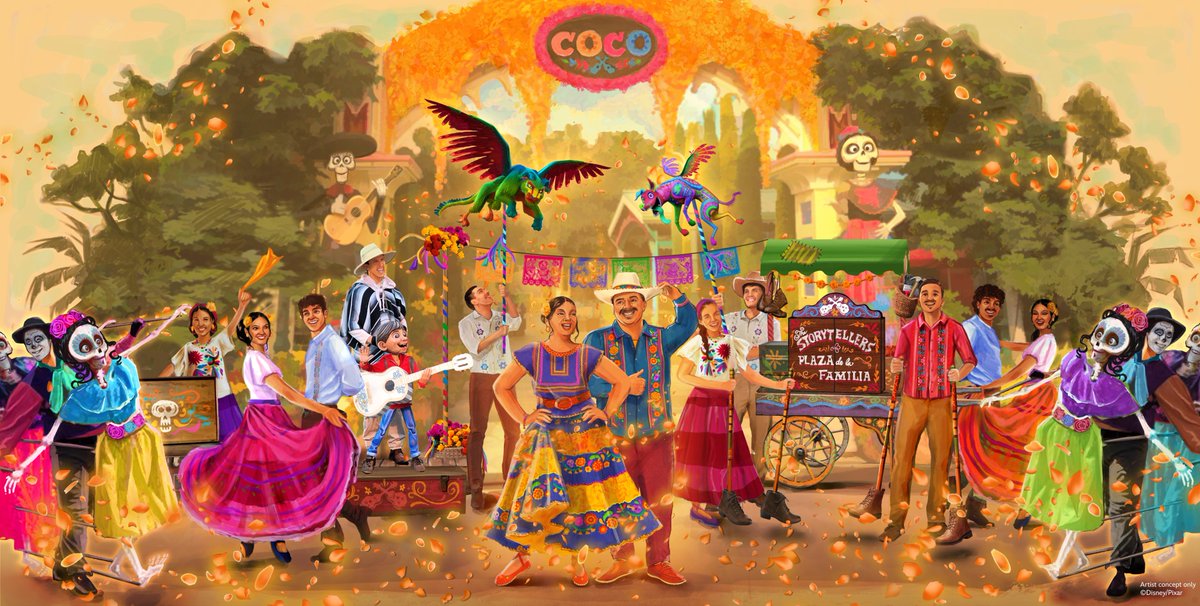 ScottGustin's tweet photo. NEW: A new Plaza de la Familia show “The Storytellers of Plaza de la Familia Celebrate The Musical World of Coco!” will be performed several times daily at Disney California Adventure Park beginning Aug. 30. https://t.co/zDoS8njN3U