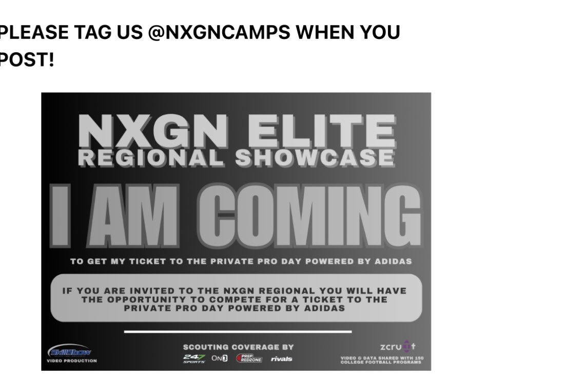 Blessed to receive an invite <a href="/NxgnCamps/">NXGN Camps, Inc</a>