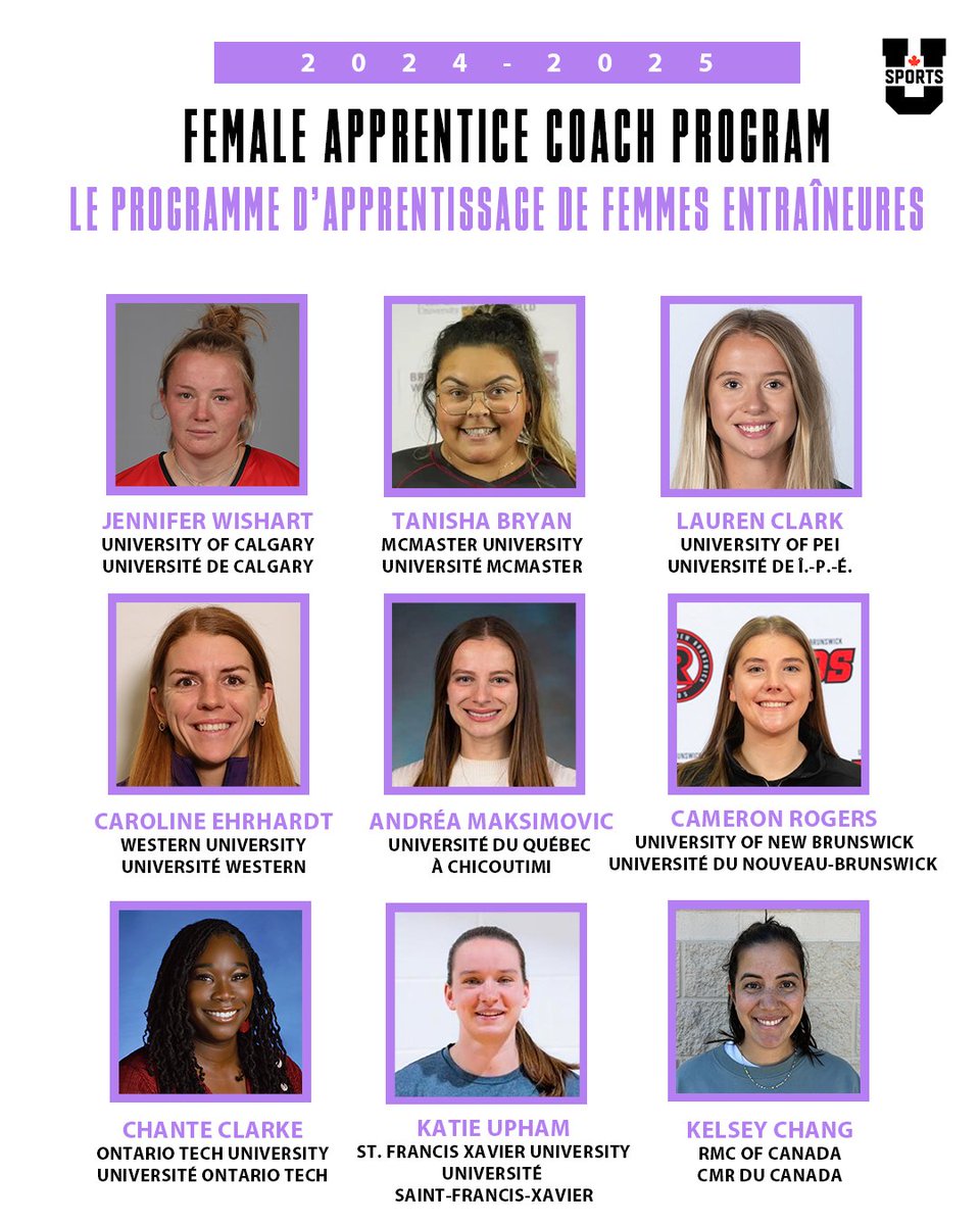 ➡️ 18 coaches selected as part of 2024 U SPORTS Female Apprentice Coach Program

➡️ 18 entraîneures sélectionnées dans le cadre du Programme d’apprentissage des femmes entraîneures de U SPORTS 2024

EN: en.usports.ca/x/kxn0j
FR: fr.usports.ca/x/2q4f8
