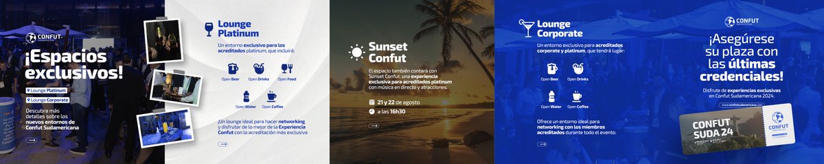 ⭐ ¡Espacios exclusivos en Confut Sudamericana 2024!

La edición 2024 de Confut Sudamericana contará con dos espacios exclusivos: el Platinum Lounge y el Corporate Lounge.