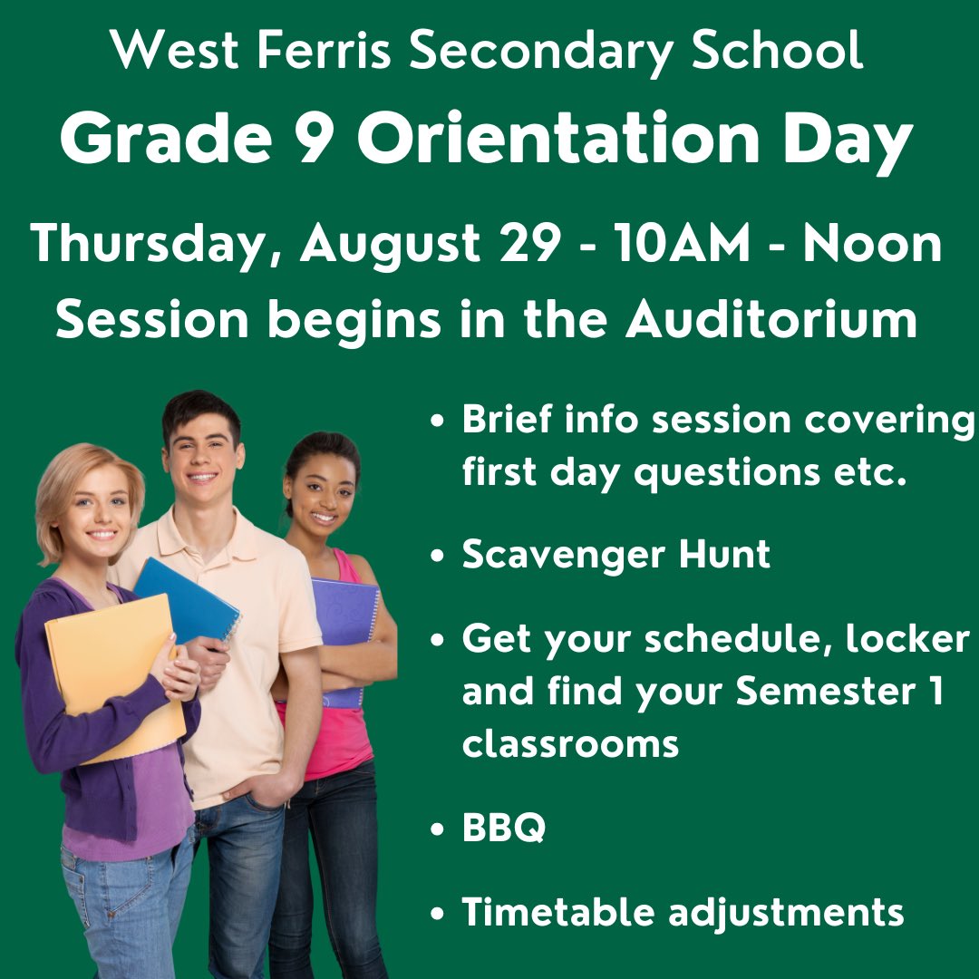 We are looking forward to seeing our incoming Grade 9’s in two weeks! If you would like to get your locker on this day please bring $12.50 cash with you. 💚💚