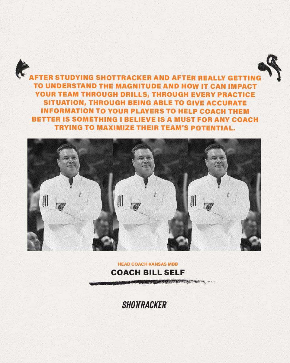 ShotTracker's tweet image. Coach Bill Self recognizes the edge that technology brings to the court.🏀We&apos;re proud to partner with leaders who understand the power of data. 
#InnovationInAction #PerformanceDriven #RockChalk