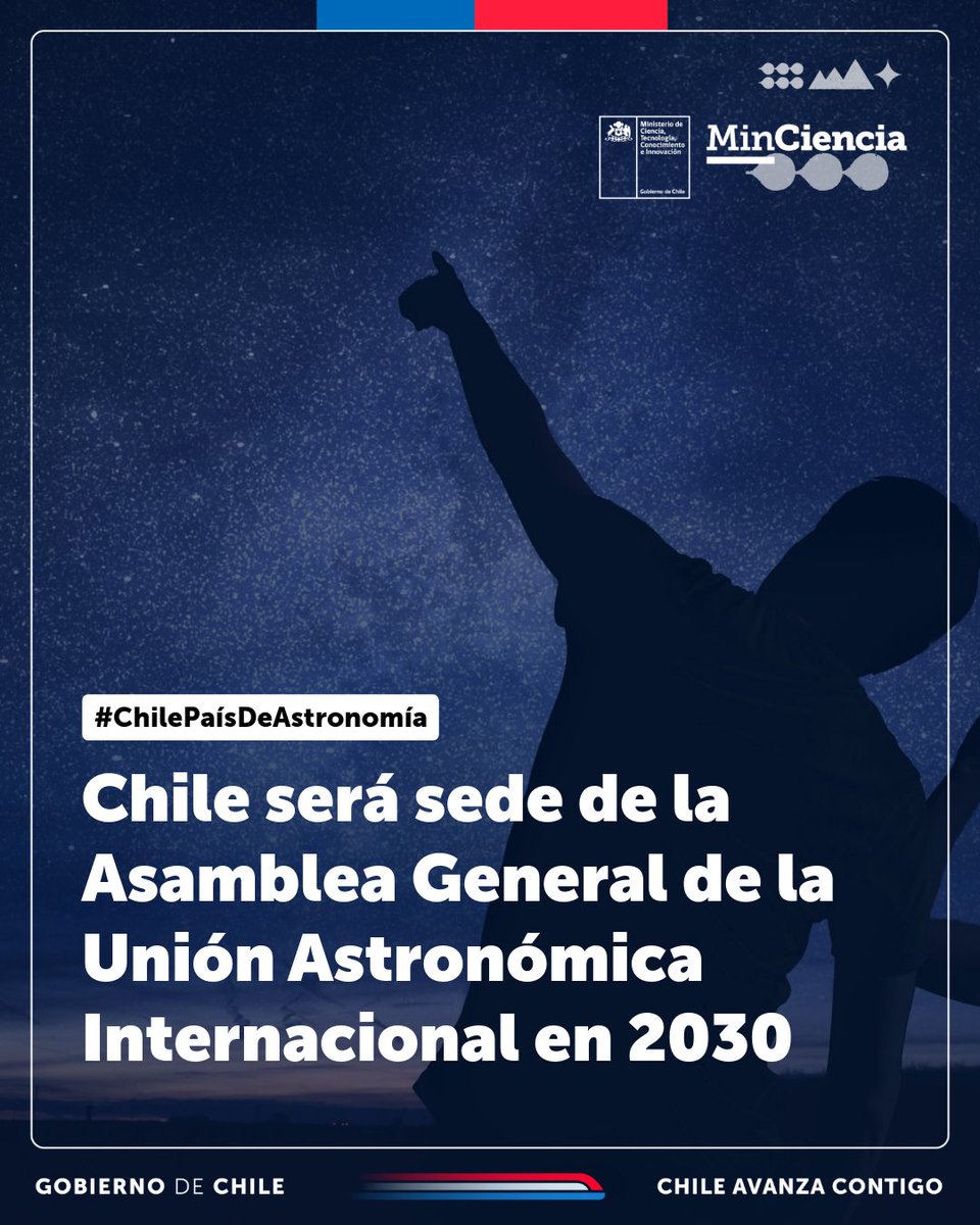 ¡Chile será sede de la Asamblea General de la Unión Astronómica Internacional en 2030! 🔭✨

En la 32° Asamblea del organismo, celebrada en Ciudad del Cabo, Sudáfrica, se comunicó la decisión de que Santiago de Chile reciba el evento en seis años más.