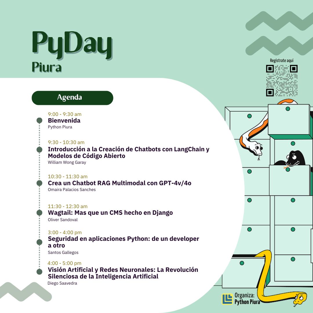 pythonpiura's tweet image. Los invitamos a nuestro #PyDay virtual este 30 de Agosto.